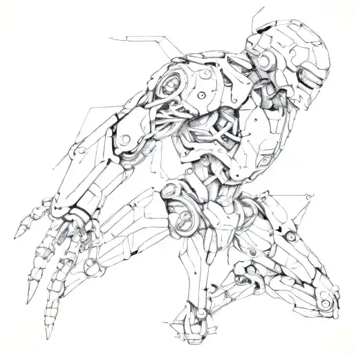 human robot tattoo design idea