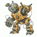 robot playing tattoo design idea