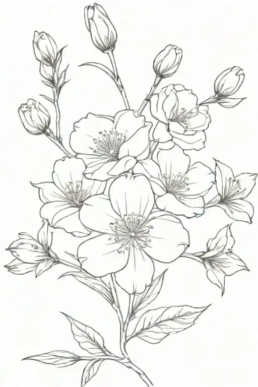 carnation flower cherry blossom daisy daffodil rose forget me not intertwined tattoo design idea