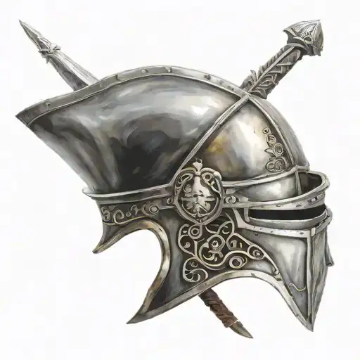 English Knight Helmet tattoo design idea