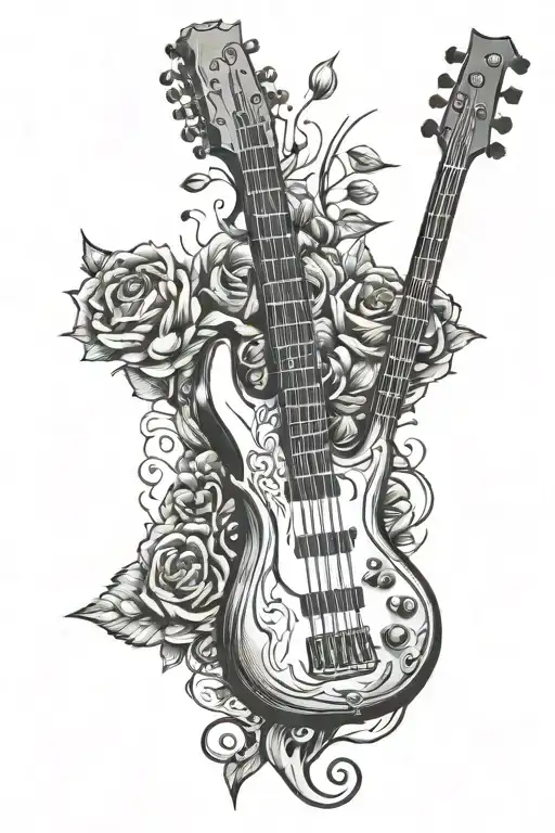 pendulum, bass guitar, cranberries, kh tattoo design idea