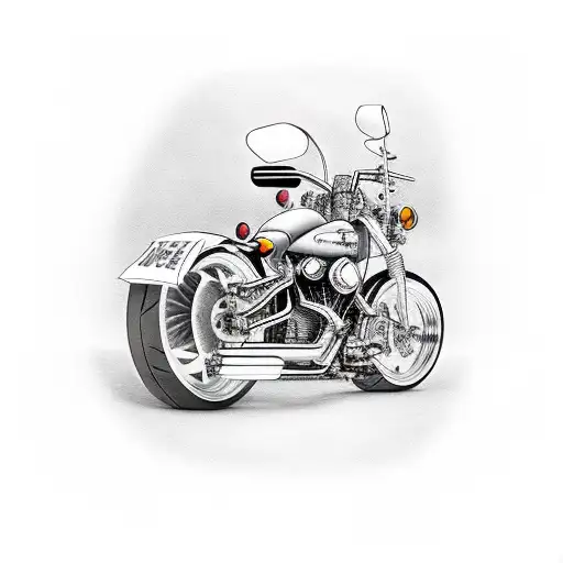 chopper motorcycle being stiffen by a skeleton tattoo design idea