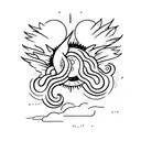 Icaro with wings falling down with a sun in the heaven tattoo design idea
