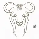 Create a minimalist tattoo of the Taurus zodiac sign with a hidden Scorpio element tattoo design idea