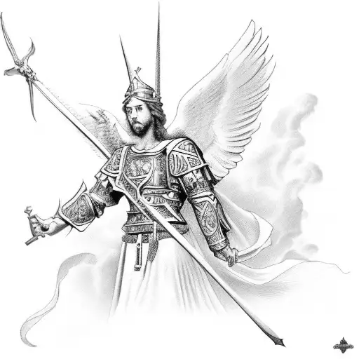 st. michael the archangel  tattoo design idea