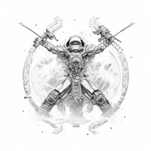 Rom barrel on waves tattoo design idea