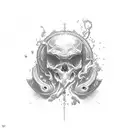 Rum barrel on waves tattoo design idea