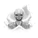 Rum barrel on waves tattoo design idea