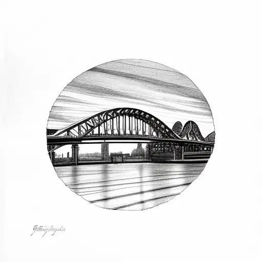 Tyne bridge Newcastle quayside sunset tattoo design idea
