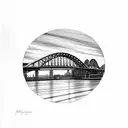 Tyne bridge Newcastle quayside sunset tattoo design idea