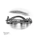 Tyne bridge Newcastle quayside sunset tattoo design idea