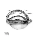 Tyne bridge Newcastle quayside sunset tattoo design idea