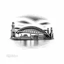 Tyne bridge Newcastle quayside sunset tattoo design idea