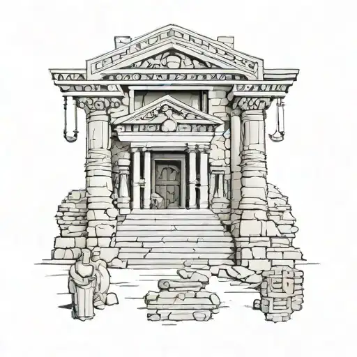 Sumerian civilization temples and ruins tattoo design idea