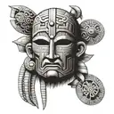 Sumerian civilization mask like tattoo design idea