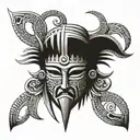 Sumerian civilization mask like tattoo design idea