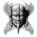 Sumerian civilization mask like tattoo design idea
