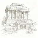 Sumerian civilization temples and ruins tattoo design idea