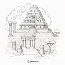 Sumerian civilization temples and ruins tattoo design idea