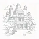 Sumerian civilization temples and ruins tattoo design idea