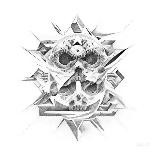 La silueta de 2 personas estando dentro de un espejo roto cada uno y alrededor la oche estrellada tattoo design idea