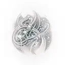 Tatuaje en el bicep, La silueta de 2 personas estando dentro de un espejo roto cada uno y alrededor la noche estrellada tattoo design idea