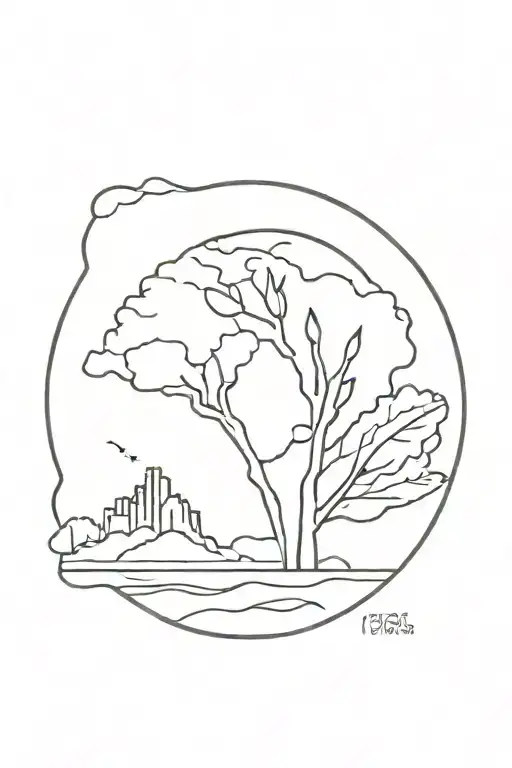 stamp including Memphis tattoo design idea