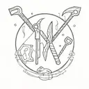 wood and tools arranged tattoo design idea
