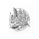 laurel leaf moon tattoo design idea