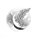 laurel leaf moon tattoo design idea