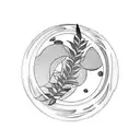 laurel leaf moon tattoo design idea