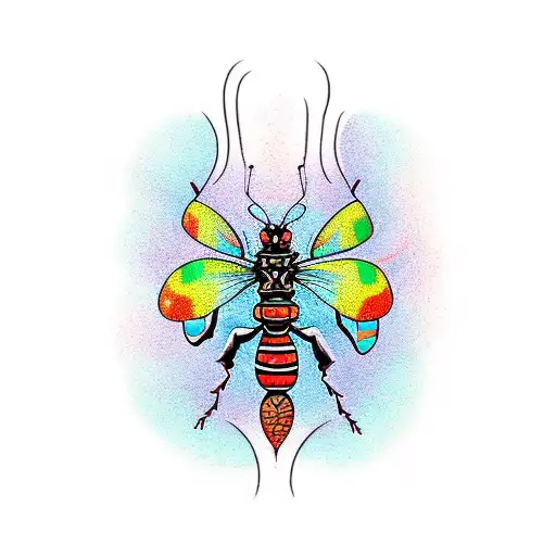 A colorful and detailed tattoo of a native New Zealand insect, such as a weta or huhu beetle, surrounded by intricate botanical elements tattoo design idea