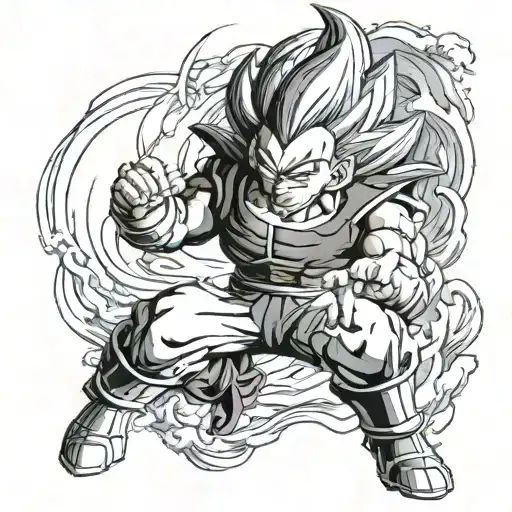 I would like a tattoo of the Dragon Ball Z character Vegeta in his Super Saiyan form.  tattoo design idea