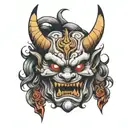 Oni Mask Happy Sad Angry tattoo design idea