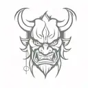 Oni Mask Happy Sad Angry tattoo design idea