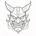 Oni Mask Happy Sad Angry tattoo design idea