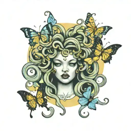 medusa head but with butterflies  tattoo design idea