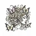 medusa head but with butterflies  tattoo design idea