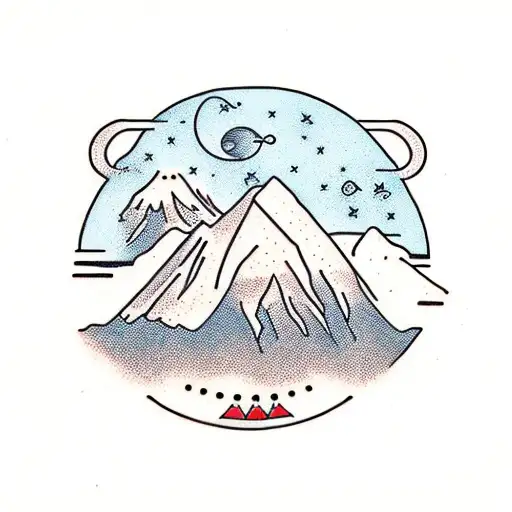 Kilimanjaro with climber  tattoo design idea