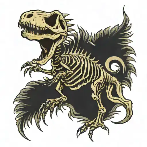dinosaur skeleton tattoo design idea