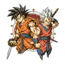goku and vegeta wearing samurai armor tattoo design idea
