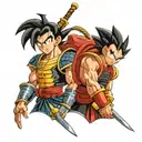 goku and vegeta wearing samurai armor tattoo design idea
