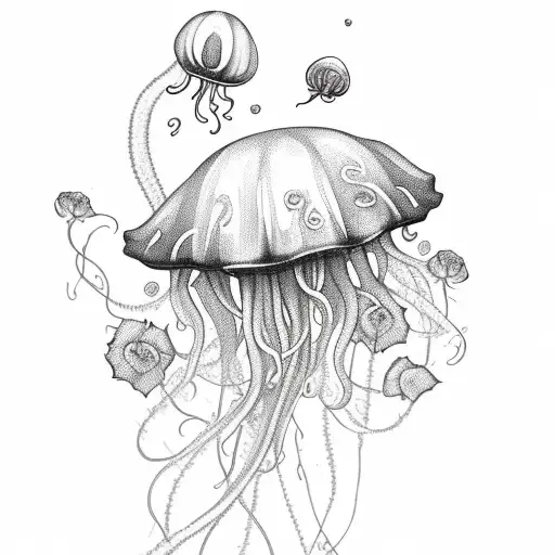 jellyfish with roses in its tendrils  tattoo design idea