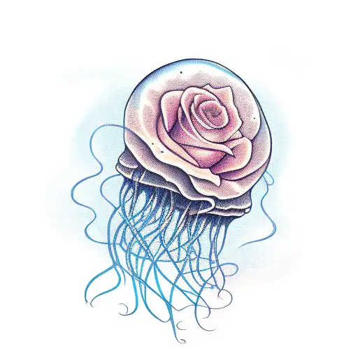 jellyfish with roses in its tendrils  tattoo design idea