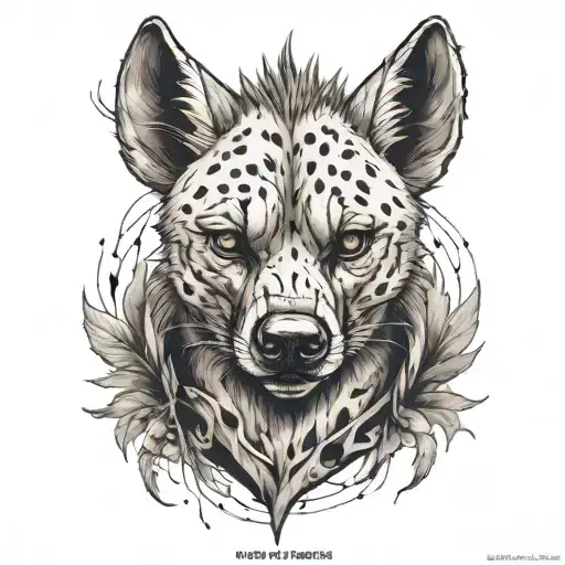 make a tatto of a hyena agresive in neo realistism with arrows tattoo design idea