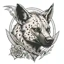make a tatto of a hyena agresive in neo realistism with arrows tattoo design idea