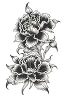 carnation flower, violet flower, daffodil, daisy tattoo design idea