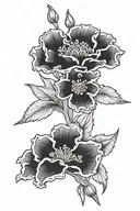 carnation flower, violet flower, daffodil, daisy tattoo design idea