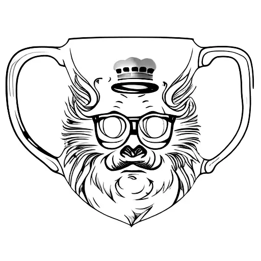A coffee mug and a beer mug merging into one tattoo design idea