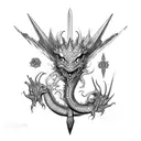 dragon dagger mountain ivy tattoo design idea